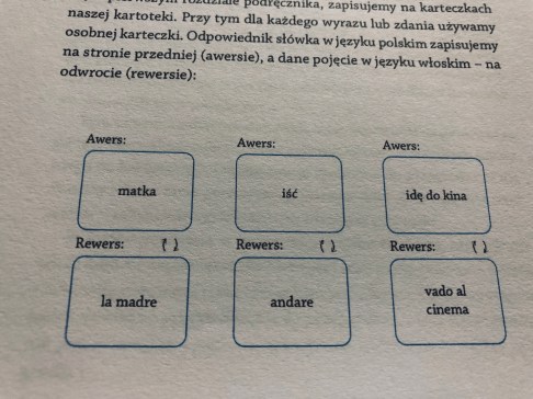 fiszki nauka języka obcego język włoski 2